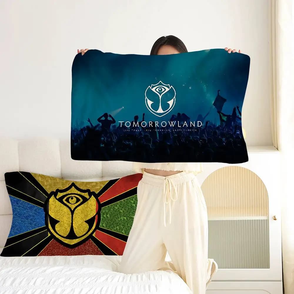 Cuscino in poliestere ad asciugatura rapida con logo T-Tomorrowlands Music - Doppio uso per viaggi e casa, leggero e compatto