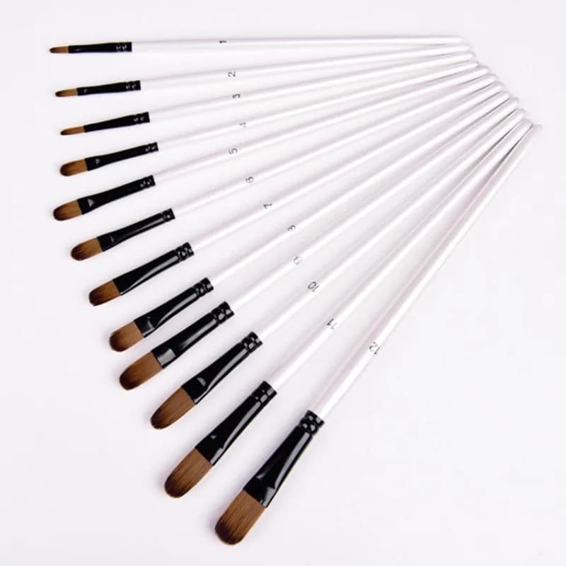 12 pcs Pearl bai Double Color Nylon hair long Birch pole Oil Painting Pen Nail round acquerello Pen Set a prezzi accessibili forniture artistiche