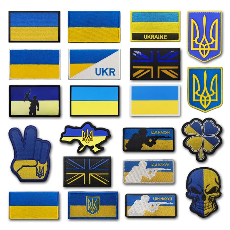 Blue Yellow Flag Badge ricamo Hook and Loop PVC Outdoor patch zaino militare borsa adesivi cappello Appliques