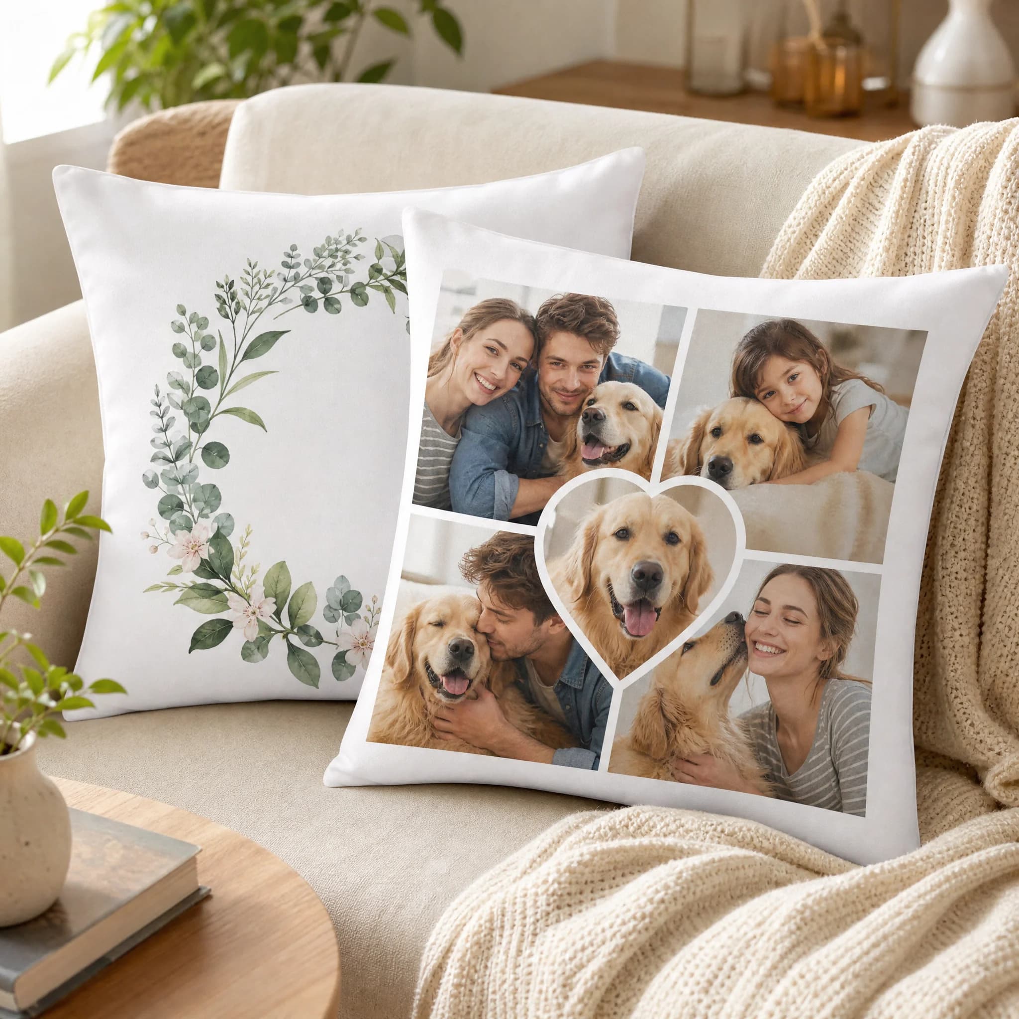 Custom Personalized Throw Pillow Cover with Insert, Custom Photo Name Logo Cushion Case, Home Sofa Bed Decoration Gift