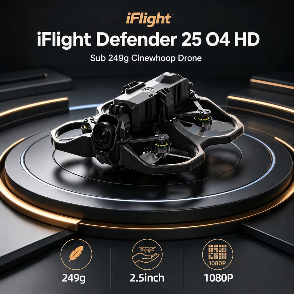 Defender 25 O4 HD Drone FPV Pronto al Volo con Protezione Elica da 2,5 Pollici Cinewhoop per Principianti Riprese Aeree Interne ed Esterne 1080P