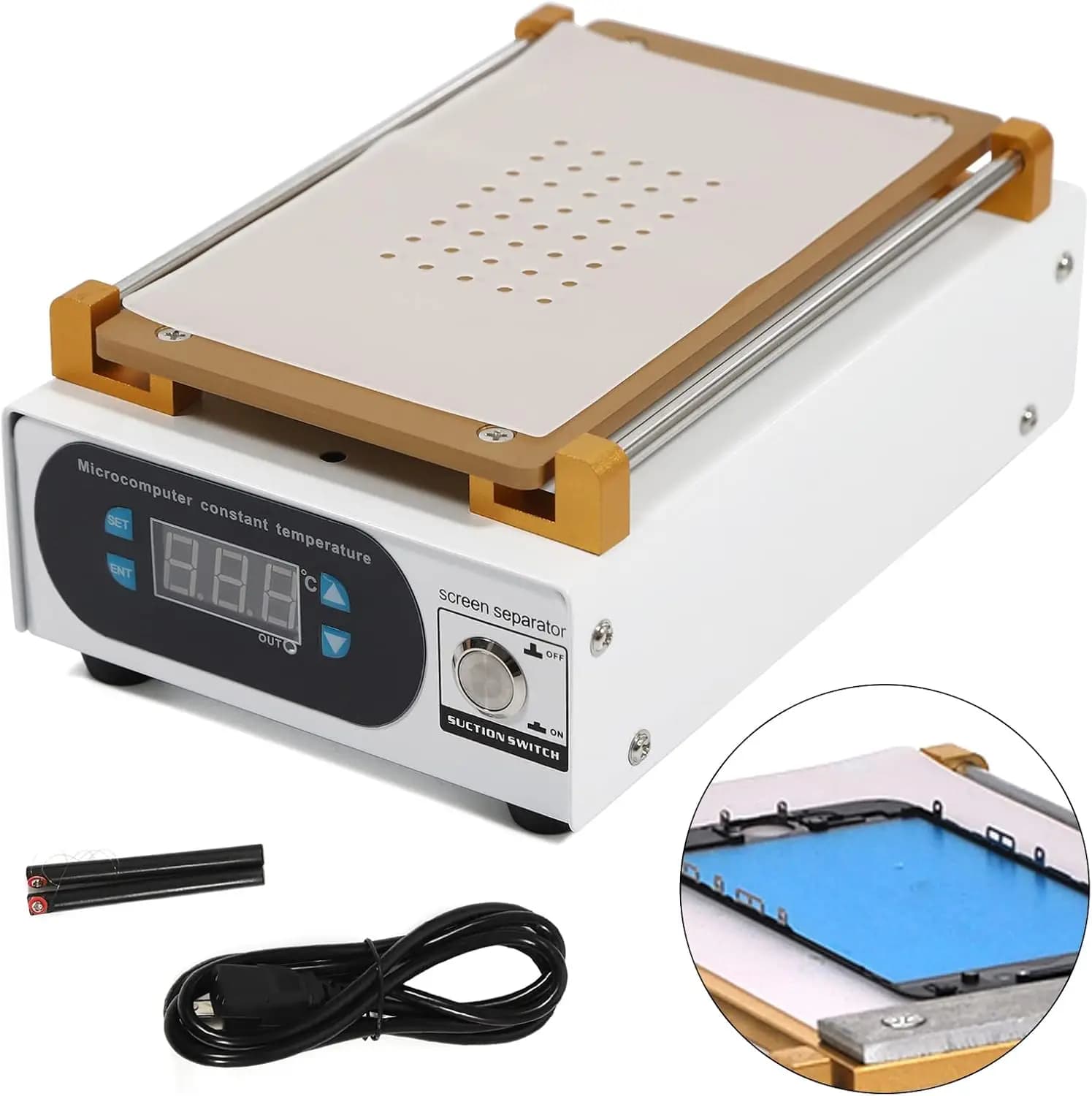 7 Inch LCD Screen Separator Machine, Touch Screen Removal, Repair device for removing glass heater plate for phone with built-in vacuum pump