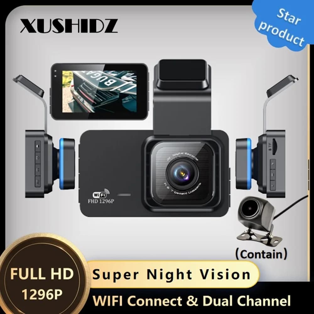 XUSHIDZ X02 dashcam Dual-Channel 2K WIFI Dash Cam DVR Car camera Night vision DVR Car camera Motion detection Vehicle recorder