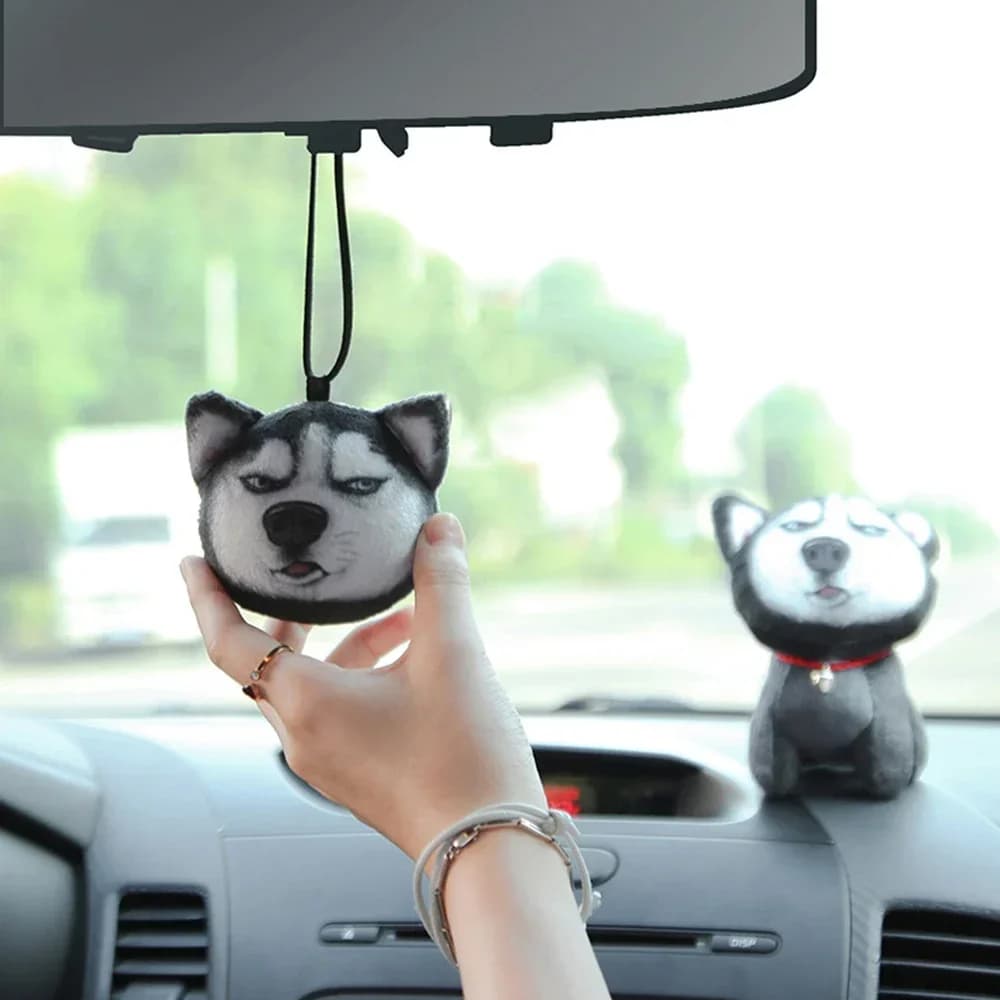 Car ornament Bella Corgi Husky cartoon dolls Funny hanging 3d Dashboard Creative Toy Auto Interior Decorations Gifts Car Accessories