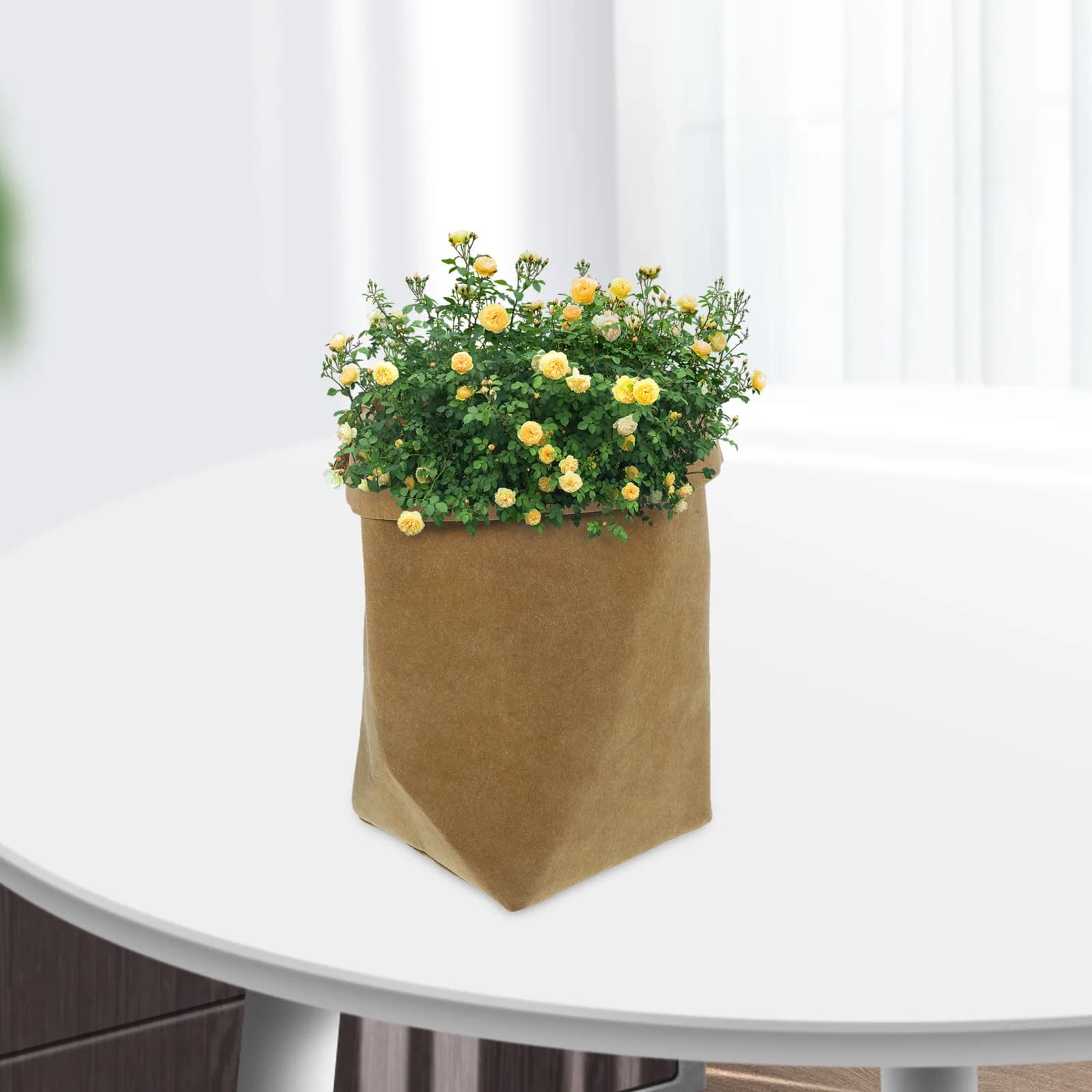 Washable Kraft Paper Storage Bag Size S Light Brown Decorative Reusable Organizer Flowerpot Cover Stationery Laundry