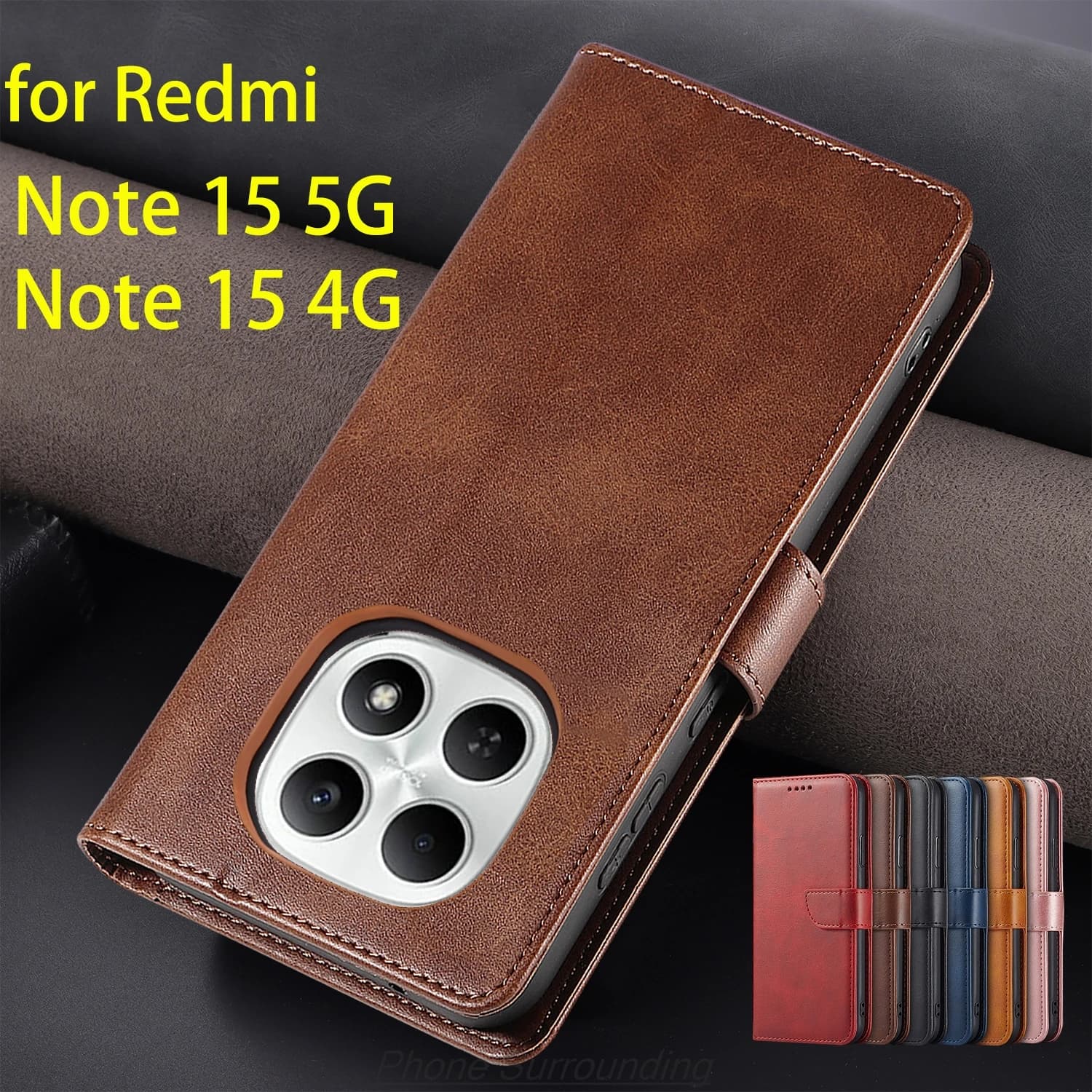 Wallet Flip Cover Leather Case for Xiaomi Redmi Note 15 4G / Note15 5G Pu Leather Phone Bags Holster Capa Fundas Coque