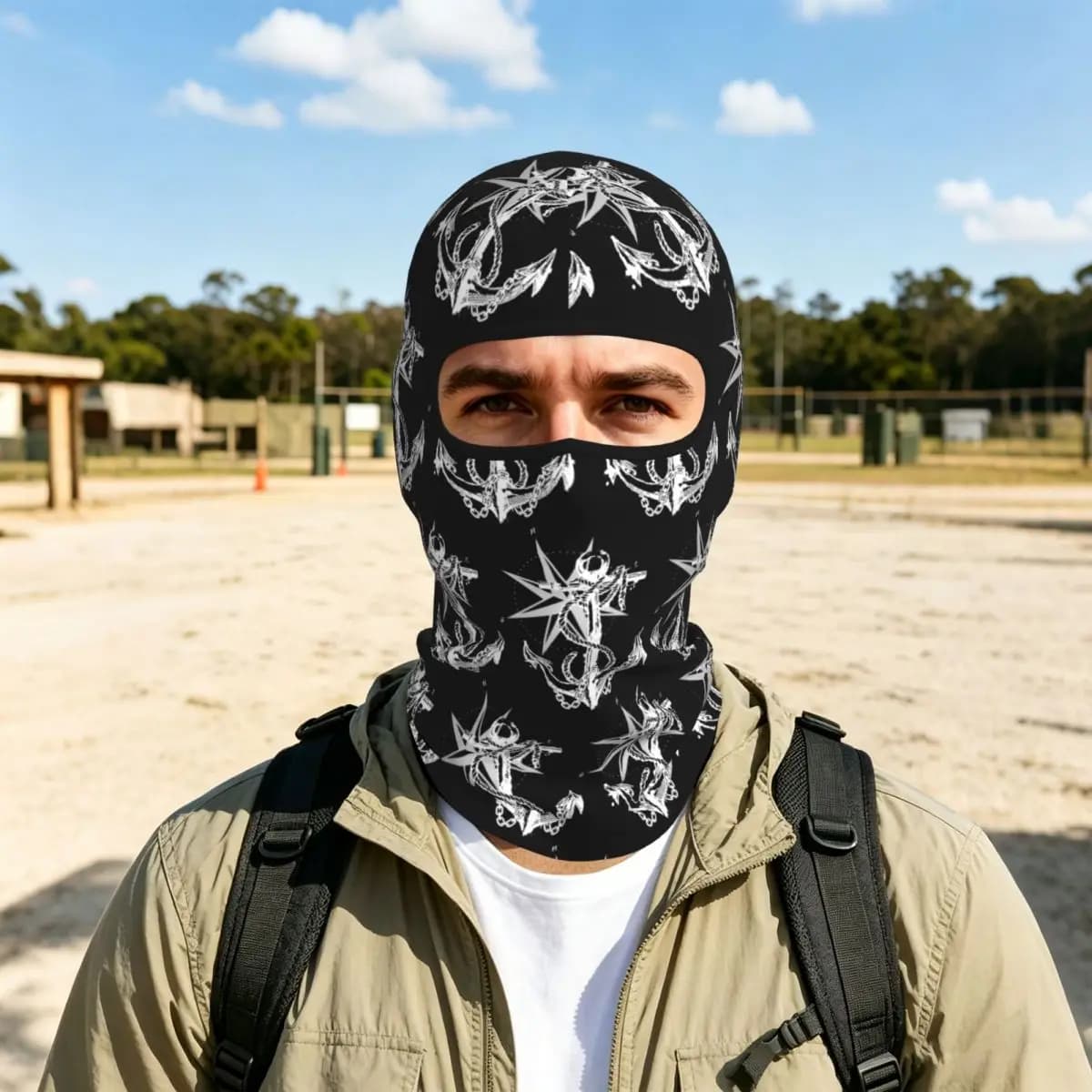 Nautical Compass Captain Anchor Boat Breathable Thin Balaclava Full Face Mask Sun Protection Neck Gaiter For Motorcycle Cycling