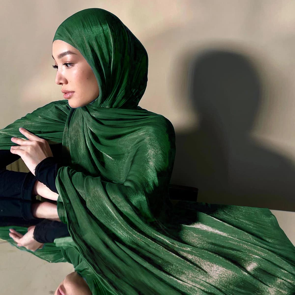 Women's Hijab Scarf in 35 Colors Shiny Long Muslim Scarf Shiny organza satin scarf with soft and light turban shawl
