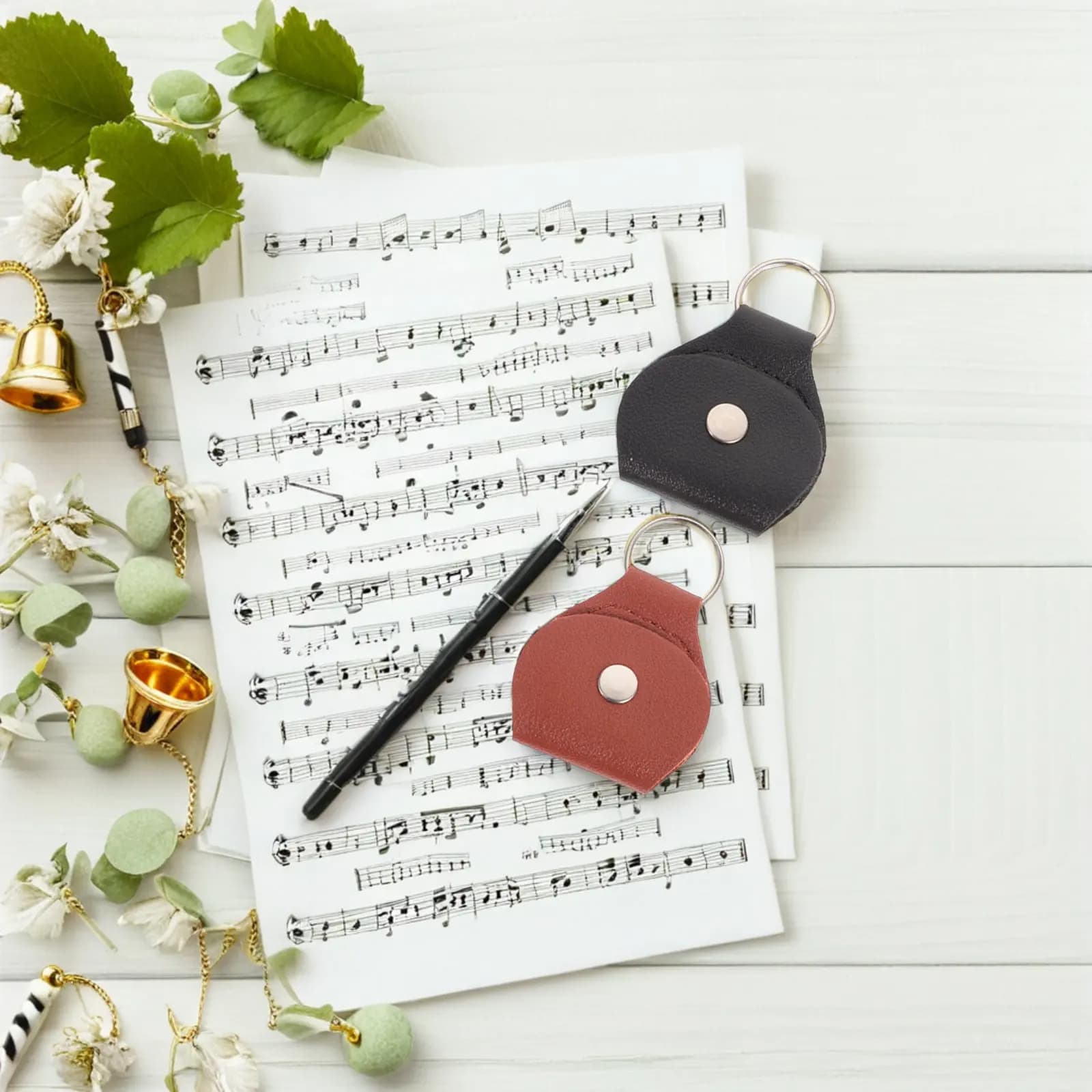 10Pcs Guitar Pick Storage Case Organizer PU Portable Keychain Holder for Acoustic Bass Electric Guitar