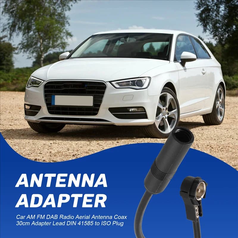 ABXV-Car AM FM DAB Radio Coaxial antenna 30Cm DIN 41585 Lead Adapter ISO for SEAT SKODA SMART VW Ford