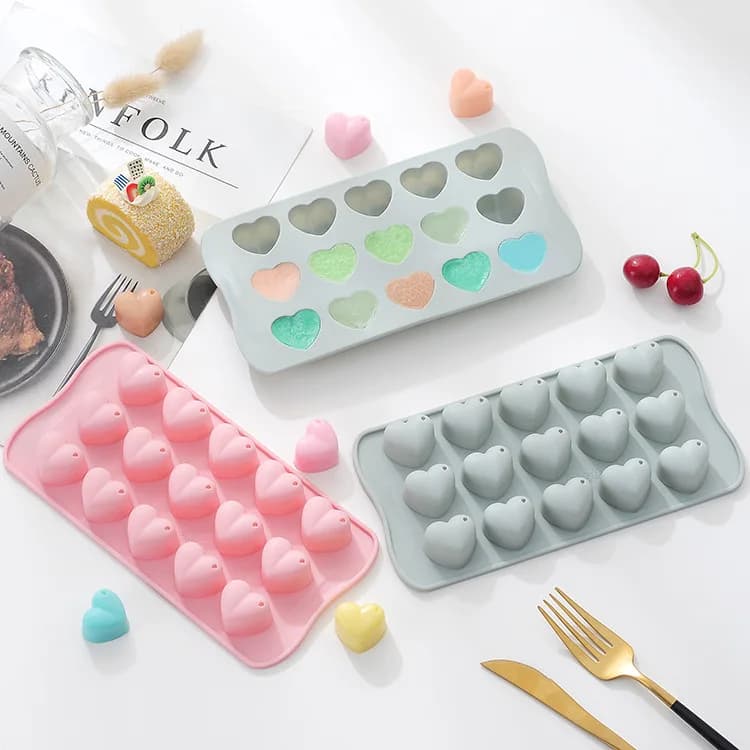 Stampo in silicone per cioccolatini a forma di cuore, stampo per ghiaccio a forma di cuore di pesca a goccia d'acqua, stampo per budino, strumento per la cottura fai da te