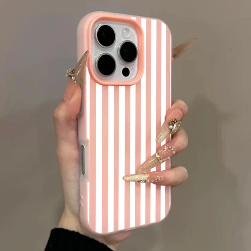Case For iPhone 17 16 15 14 13 12 11 Pro Max White Striped Blue Shockproof Candy Phone Cover For iPhone X XS XR 7 8 Plus Funda