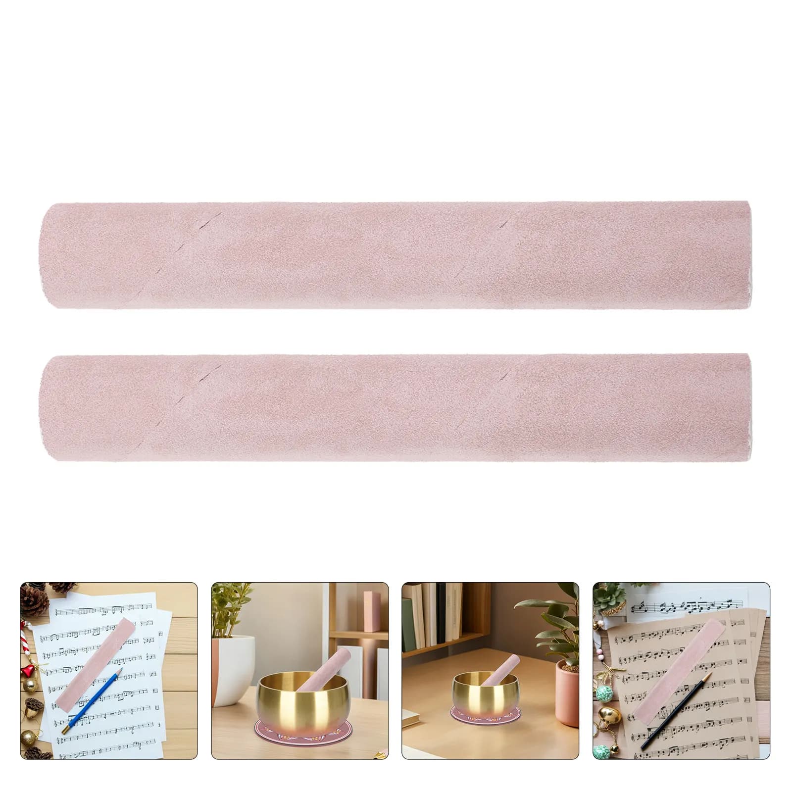 2Pcs Singing Bowl Mallet Pink Sheepskin Sound Stick Meditation Crystal Bowl Tool Yoga Studio Accessory