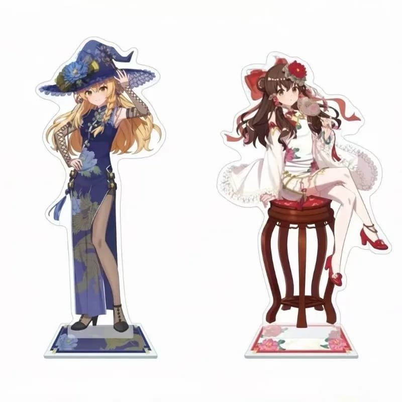 Statuetta Anime da 3,93 Pollici, Figurina di Cheongsam Hakurei Reimu in Acrilico, Decorazione da Tavolo di Kirisame Marisa