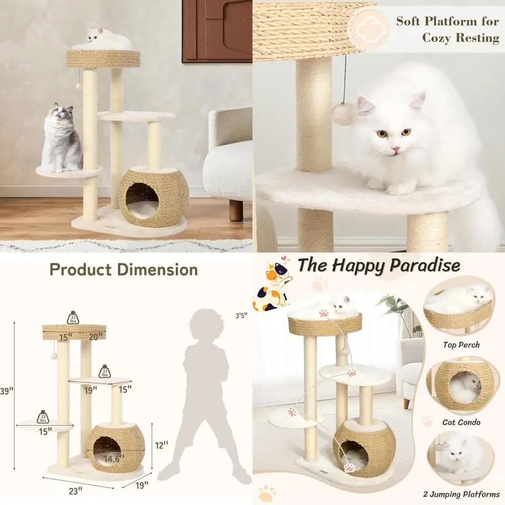 Tiragraffi per gatti da arrampicata indoor per gattini, 39 alti con tiragraffi in sisal naturale