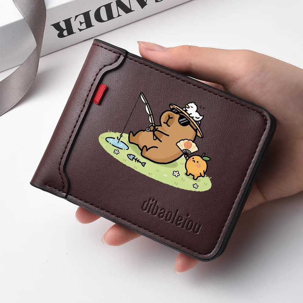 Portafoglio da uomo Cartoon Otter Porta carte di credito per studenti multifunzionale con motivi di cartoni animati per uomo