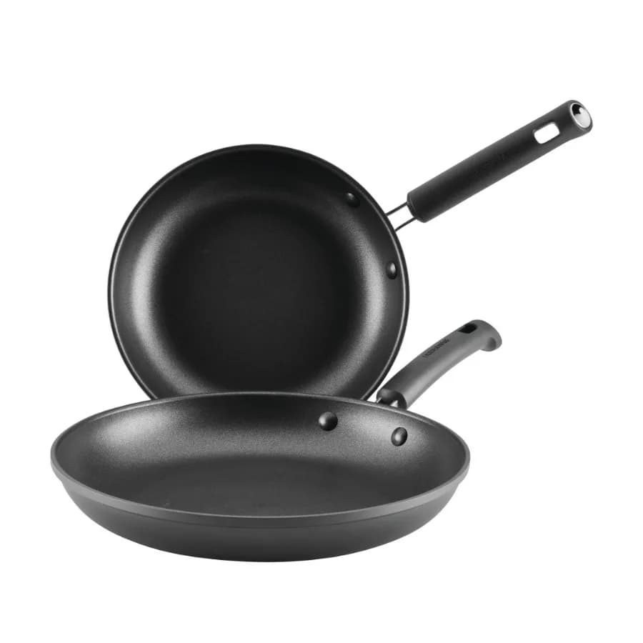 TrueCook 2pc Nonstick Frying Pan Set Dishwasher and Oven Safe Black