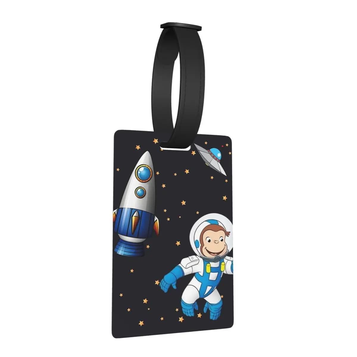 Etichette per bagagli con cartoni animati di George, il curioso astronauta scimmia, per valigie, bagagli da viaggio, etichette per imbarco, porta etichette, identificativo, nome, indirizzo