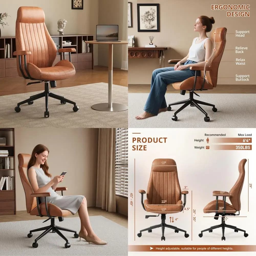 sedia da ufficio ergonomica con schienale alto che supporta fino a 330 libbre, sedia da scrivania girevole reclinabile con altezza regolabile e cuscini in peluche