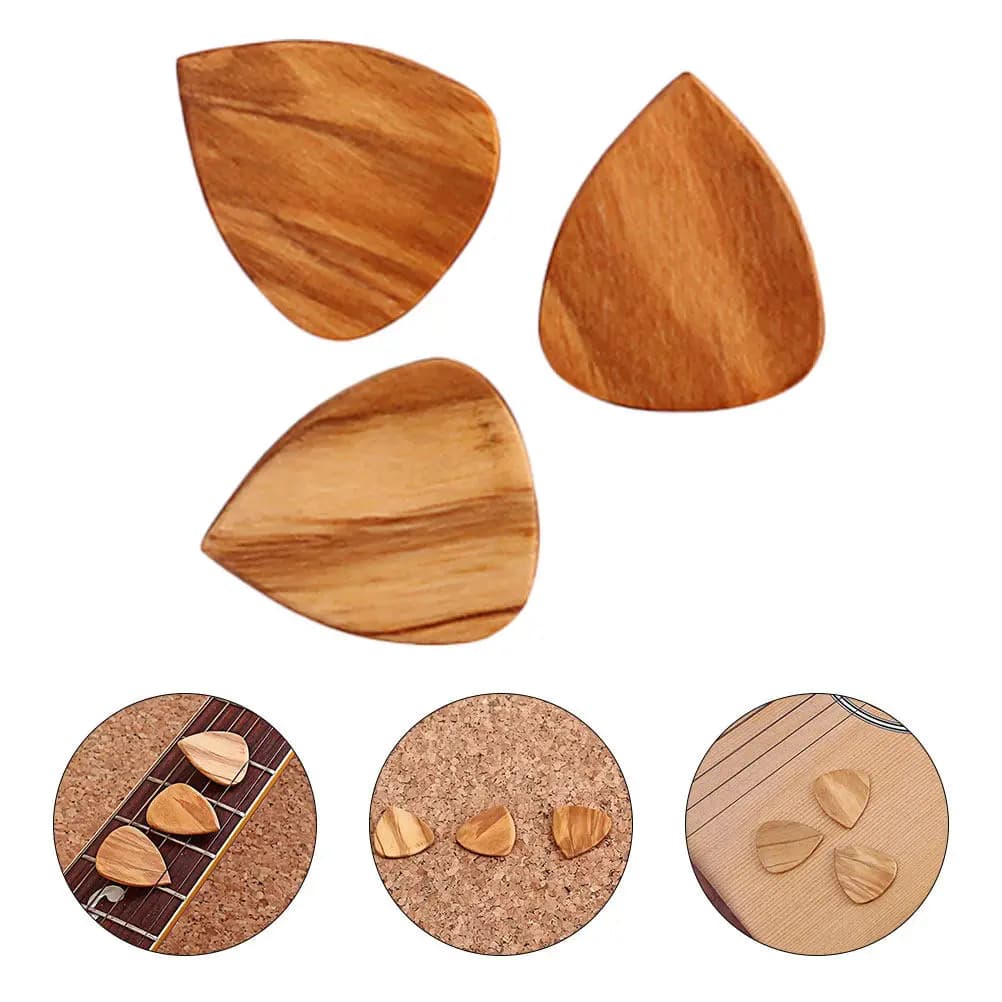 3Pcs Wooden Guitar Pick Olive Wood Plectrum Lightweight Durable Flexible for Ukulele Guitar Olive Wood Ukulele Pick