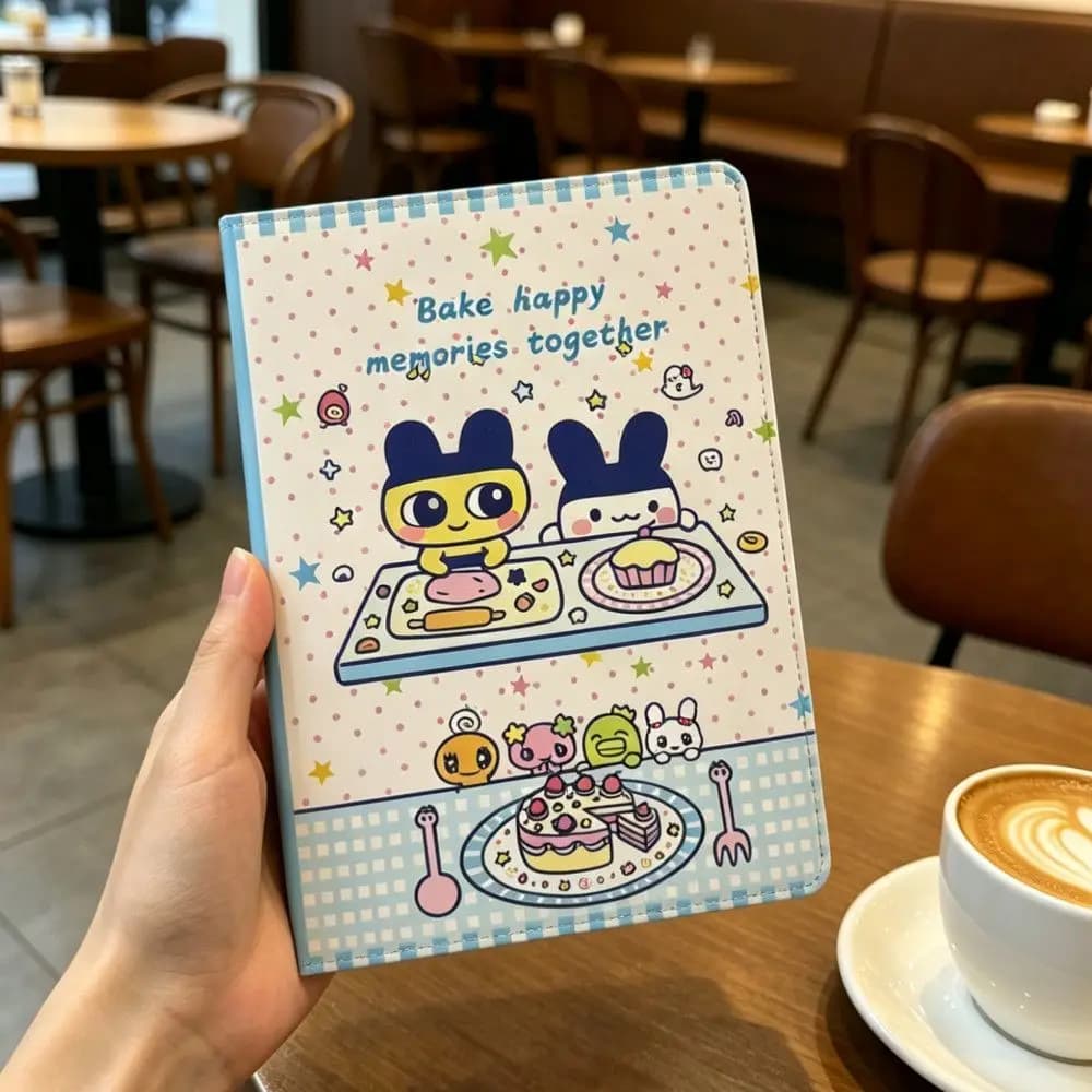 Tamagotchi Mamiki Pu leather notebook, cute cartoon planner, interesting student journal, reward gift