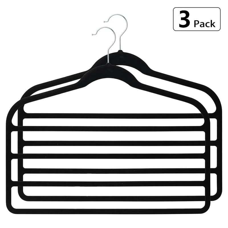 Multi-Functional Four-Carent Velvet Clothes Hanger Multi-Layer Scarf Holder Anti-Slip Sl Tie Hanger Storage Ra