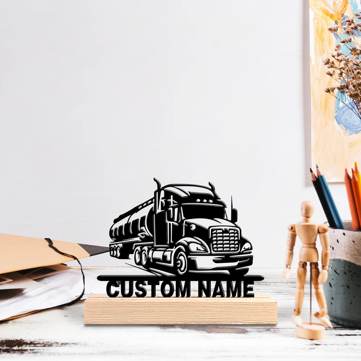Custom Metal Crafts with Wooden Base, Modern Table Decoration for Couples, Anniversaries