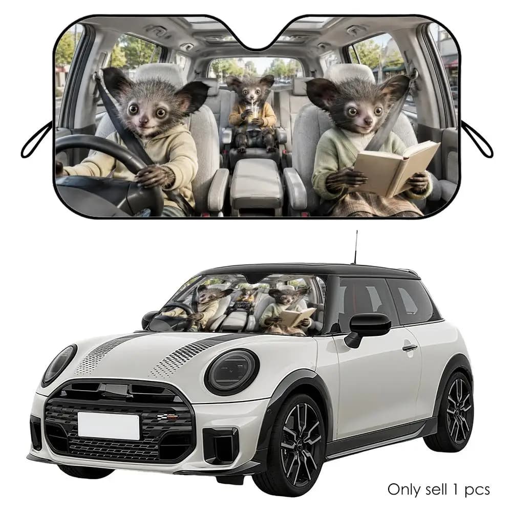 Parasole da Viaggio Aye-aye, Copertura Parasole per Parabrezza Auto in Alluminio Riutilizzabile, Protezione UV e Isolamento Termico