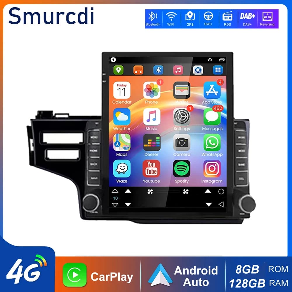 Autoradio Android 16 Carplay da 9.7 pollici per Honda Jazz 3 2015-2020 Fit 3 GP GK 2013-2020, sistema multimediale per auto con GPS e navigazione.