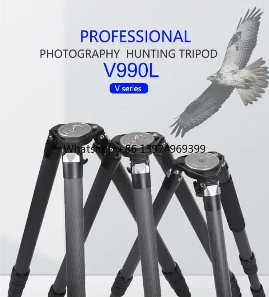 OBO V990L Carbon Fiber Tripod Ball Head Bubble Level 50KG Load Bearing 4-Section Twist Lock Flexible Black
