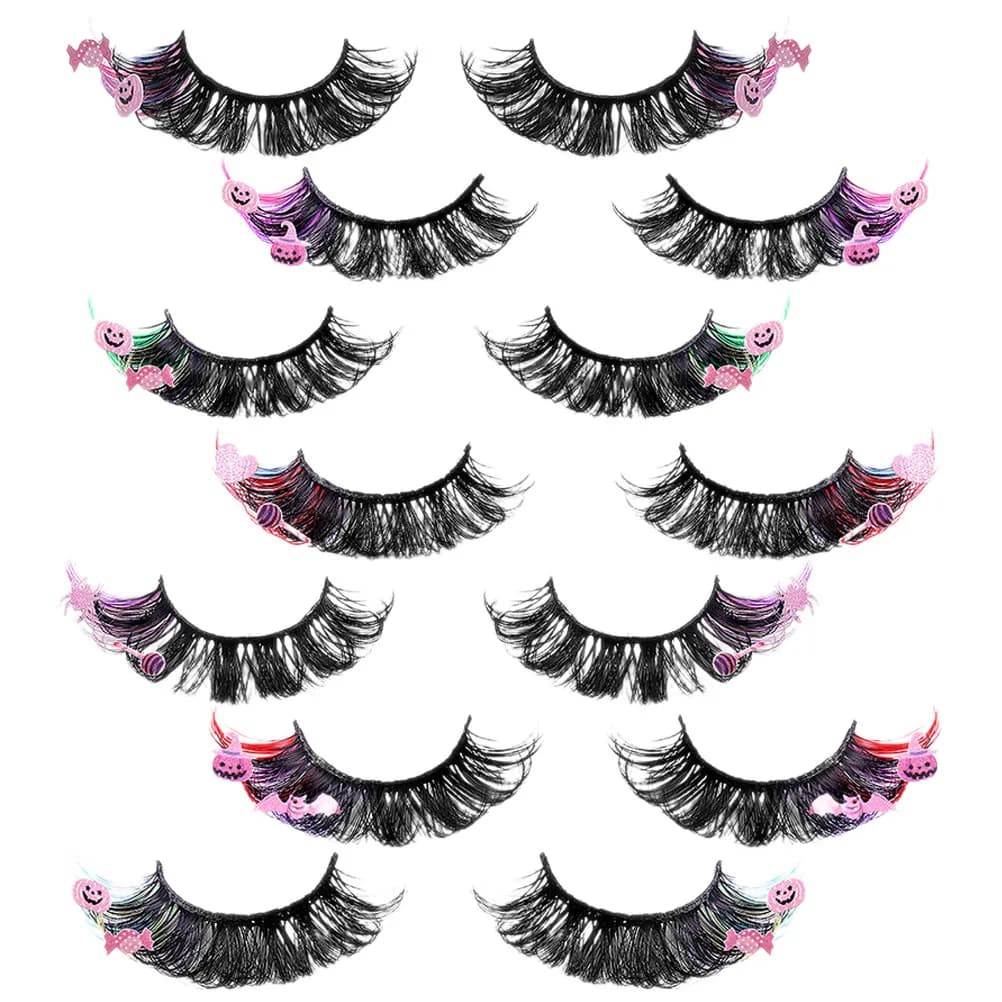 7 Paia di Ciglia Finte Colorate, Extension Vibrant and Incurved Eyelashes for Special Occasions, Daily Use, Fined Eyelash Set for Cosplay