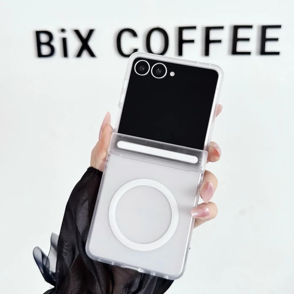 Candy Color Transparent For Magsafe Magnetic Phone Case For Samsung Galaxy Z Flip 8 7 FE 6 5 Hinge Protection Hard Cover