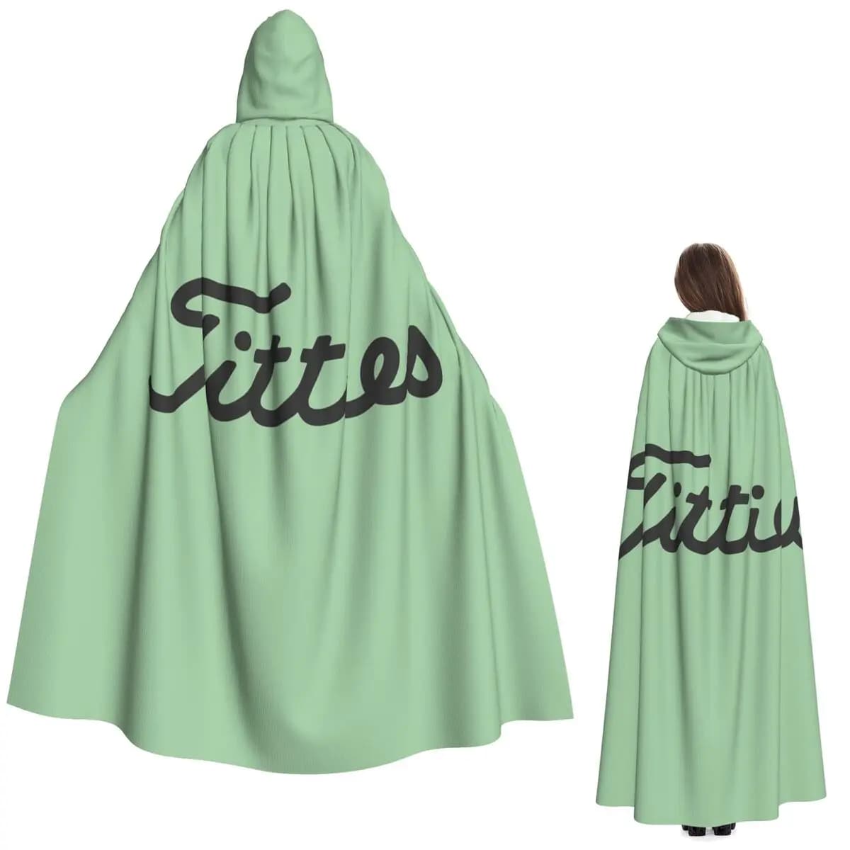Mantello Lungo con Cappuccio a Forma di Pallina da Golf, Costume da Strega Medievale, Mantello per Cosplay, Festa di Halloween, Unisex per Adulti