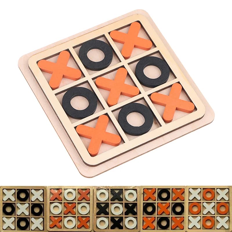 Interazione genitore-figlio gioco da tavolo in legno XO Tic Tac Toe scacchi divertente sviluppo di puzzle educativi intelligenti
