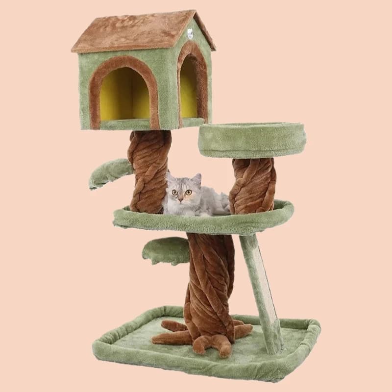 vendita calda Lusso Pet Cat Tree House Condo Mobili Multi-Strato Cat Tree con Scaletta Giocattolo Tiragraffi per Arrampicata Gatto