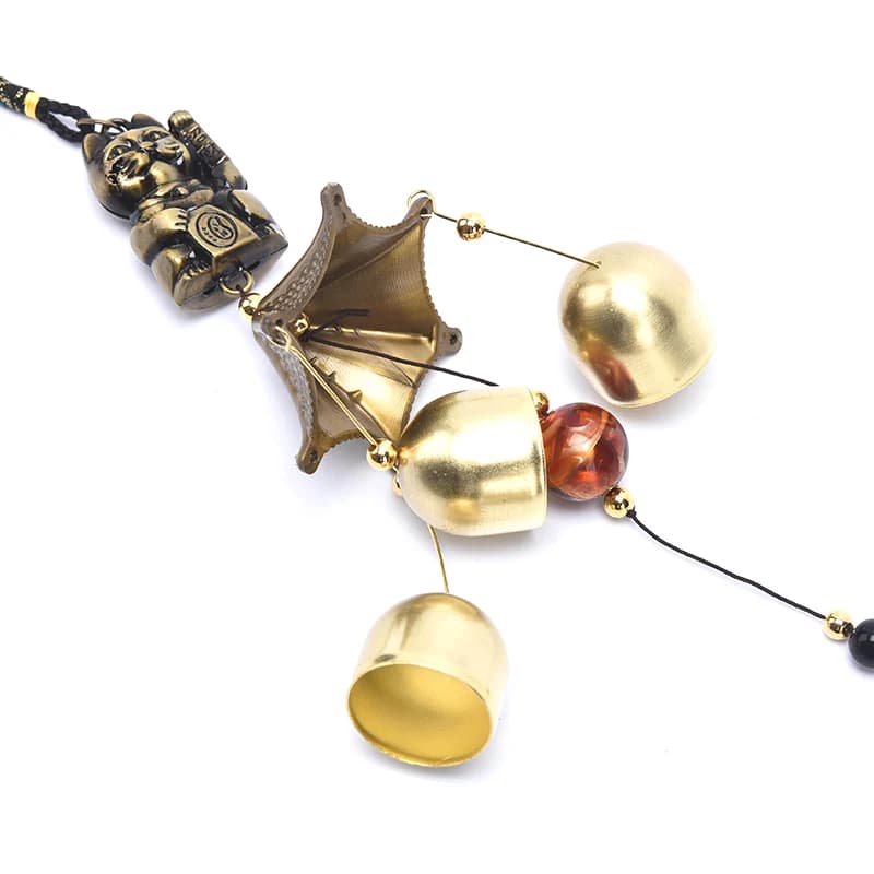 Lucky Cat Feng Shui Pendant Metal Copper Wind Chime Pendant Door Decoration