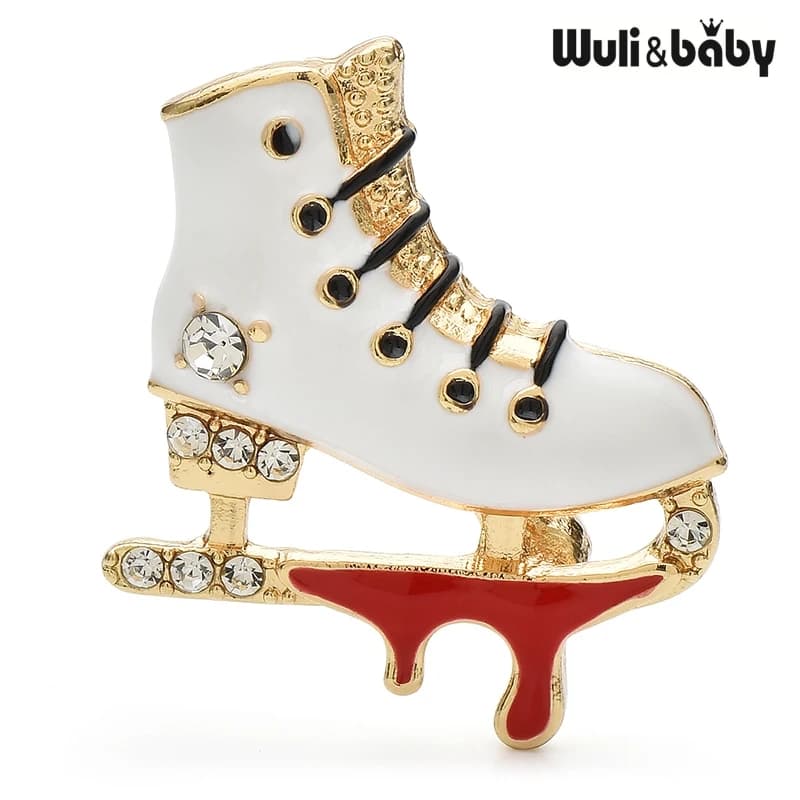 Wuli&baby Spille per pattinaggio su ghiaccio smaltate per donna Uomo Stivali da pattinaggio invernali a 3 colori Spilla casual per feste Regali