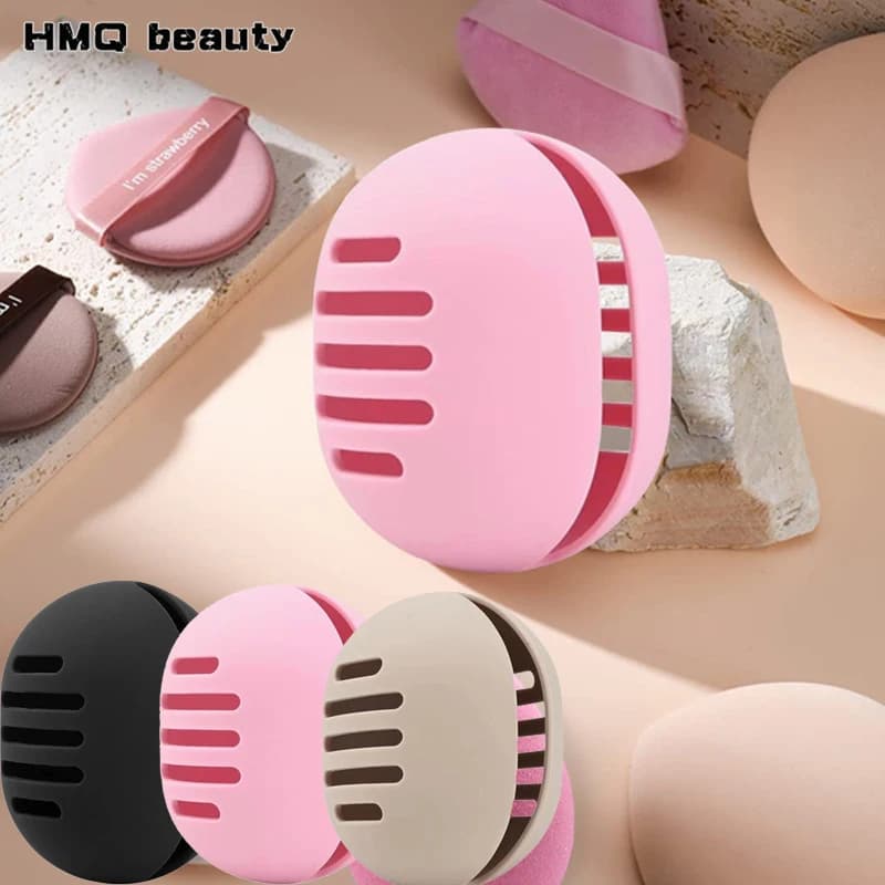 1Pcs Eco-Friendly Silicone Makeup Sponge Holder Multi-Hole Blender Storage Case Travel Portable Cosmetic Puff Organizer Box