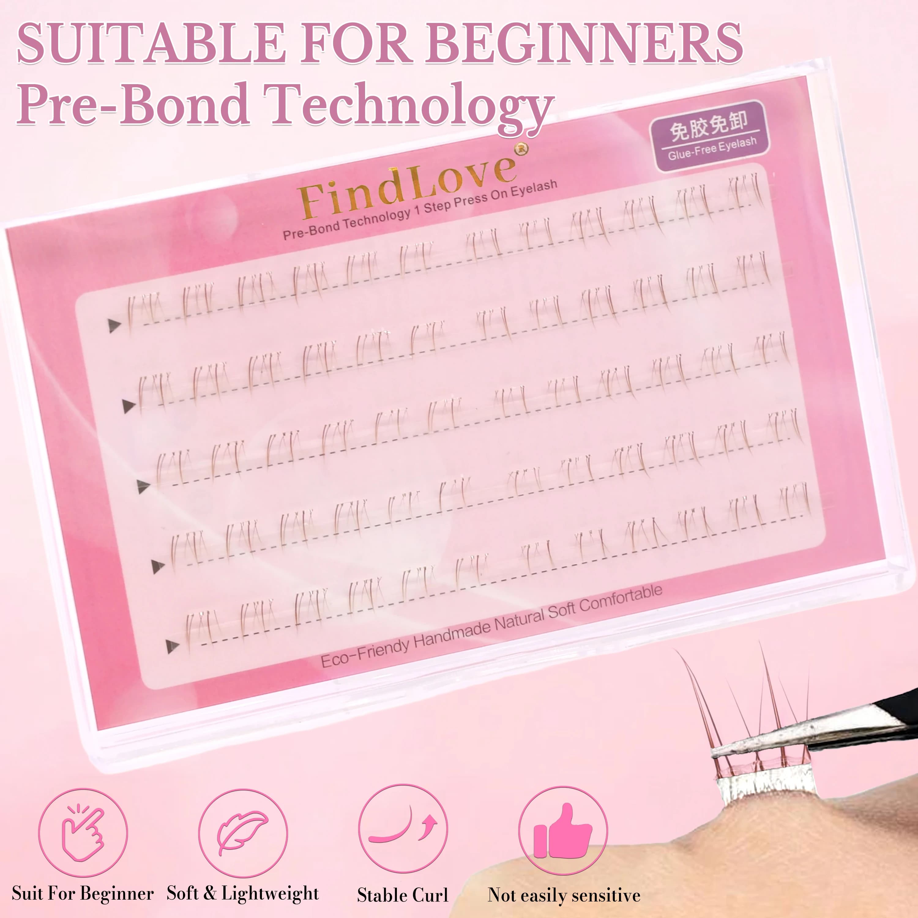 Extension of lesser natural brown effect to 5 files, without glue, easy to apply and remove - 60 Findlove cluster