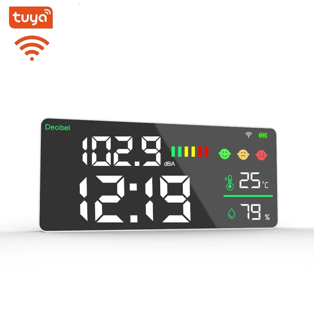Dienmern DM165A WIFI Display a LED Decibel Meter Monitor di temperatura/umidità/ora a parete Connessione WIFI Tuya, vendita calda
