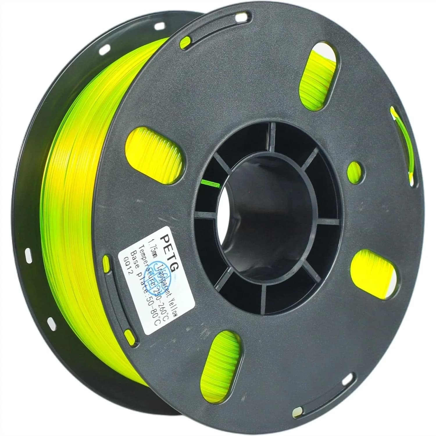 Filamento PETG 1.75mm per Stampante 3D, Precisione Dimensionale +/- 0.03 mm, Bobina da 1kg, Giallo Trasparente