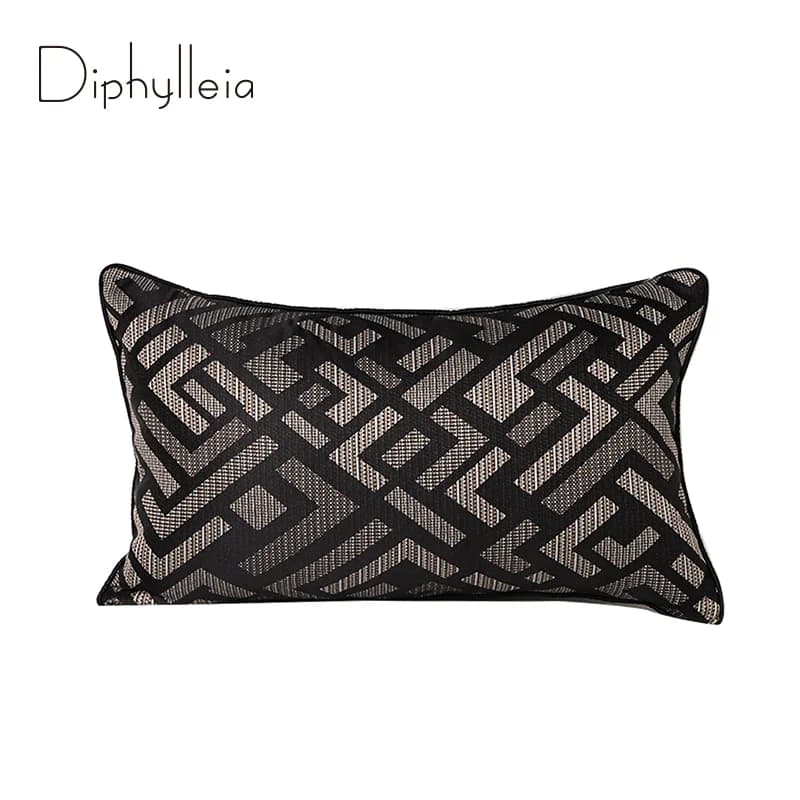 Difesylleia Uptown fodera per cuscino lombare di lusso nera e marrone moderna geometria irregolare fodera per cuscino arredamento Jacquard 30x50cm