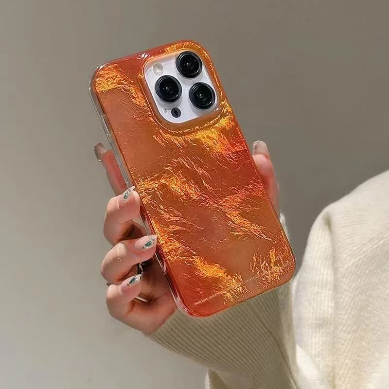 INS Orange Gradient Vortex Pattern Phone Case For iPhone 17 16 Pro Max 11 12 13 14 15 Pro 7 8 Plus XS X XR 16e Shockproof Cover