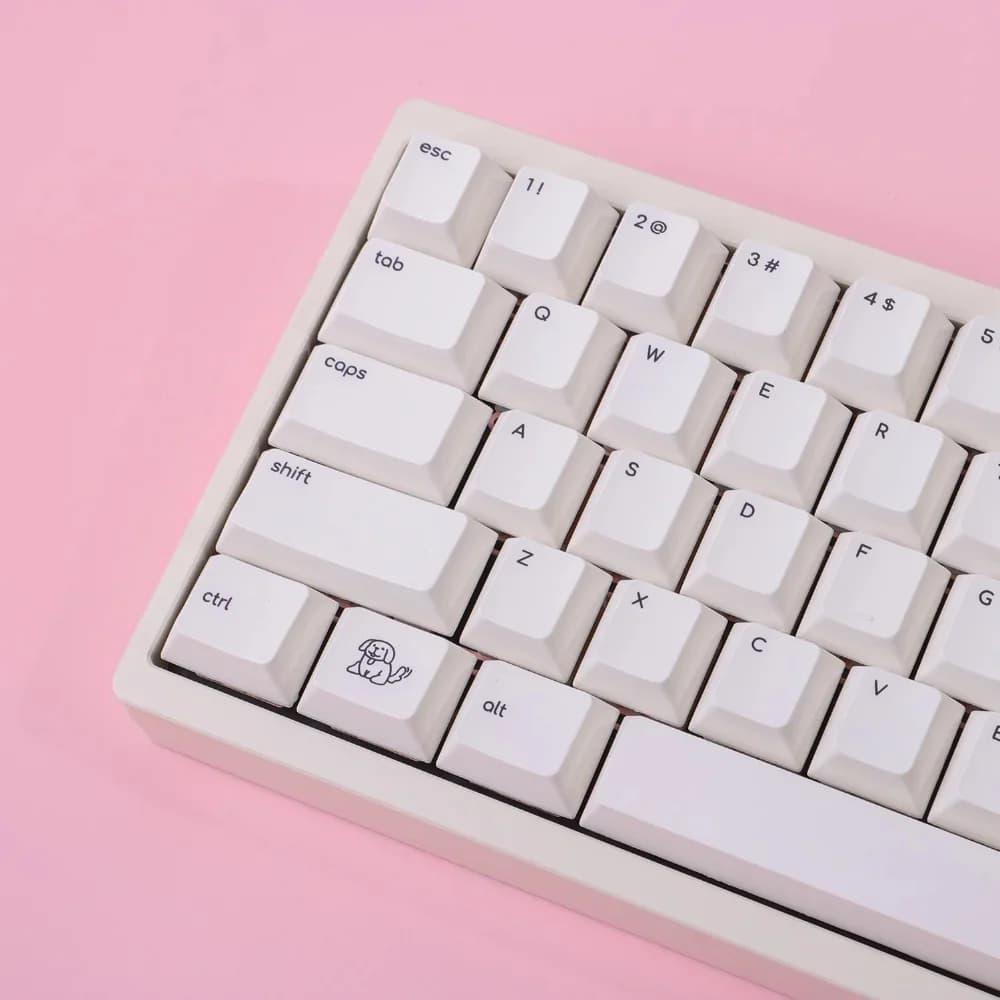 130 Keys Cherry MOA Keycaps PBT Small Font Cute Dog Simple Heat Sublimation for 60/84/98/108 Mechanical Keyboards