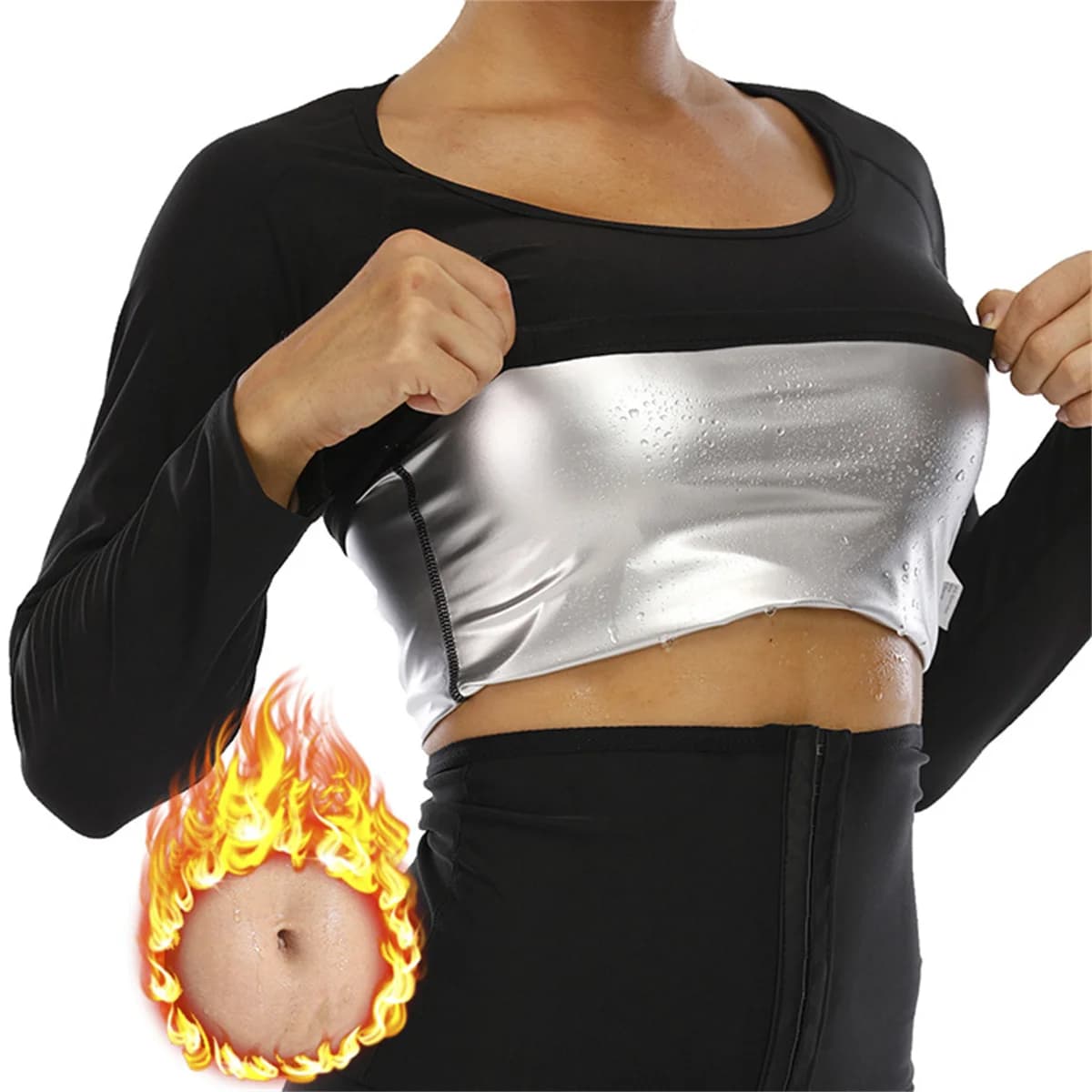 Tuta da Sauna per Donna, Abbigliamento Fitness, Maglia a Maniche Lunghe per Sudorazione, 1 Pezzo