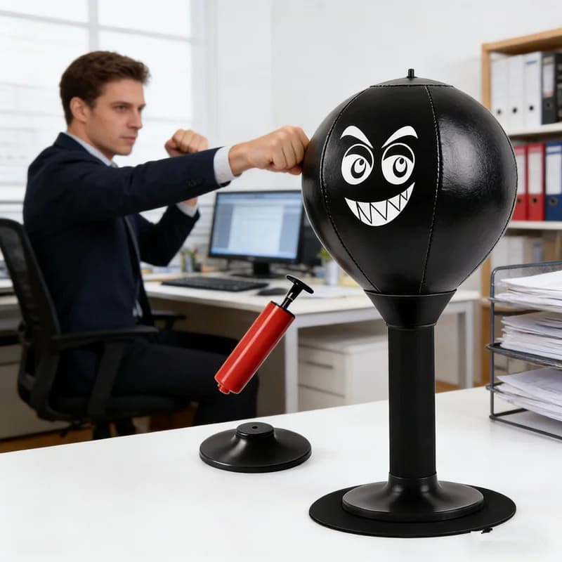 Sacco da Boxe da Scrivania con Ventosa, Giocattolo Antistress per Ufficio e Gaming, Palla da Boxe da Scrivania con Ventosa