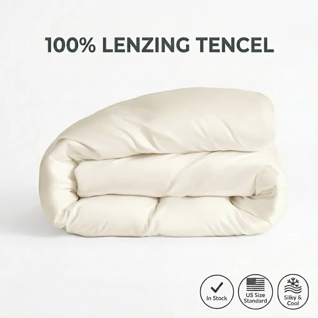100% Lyocell Silky Duvet Cover US Market and Shopify Drop Shipping Luxurious Ivory White 800TC Home Bedding Cooling Covers