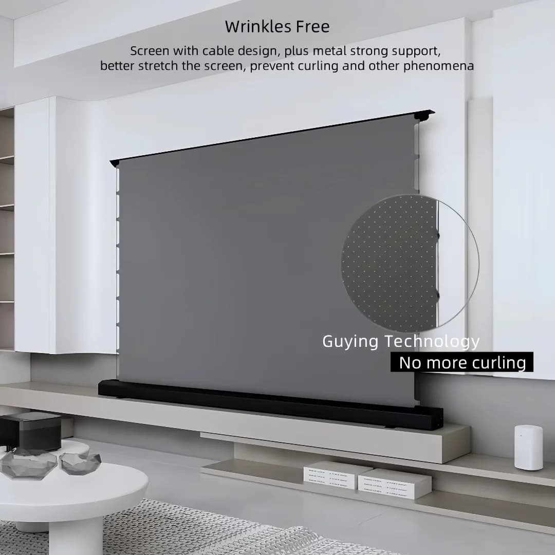 Auto Lift-Up Projection Screen 150'' Anti-Light Perforated Acoustically Transparent Floor Standing Electric Projector Screens