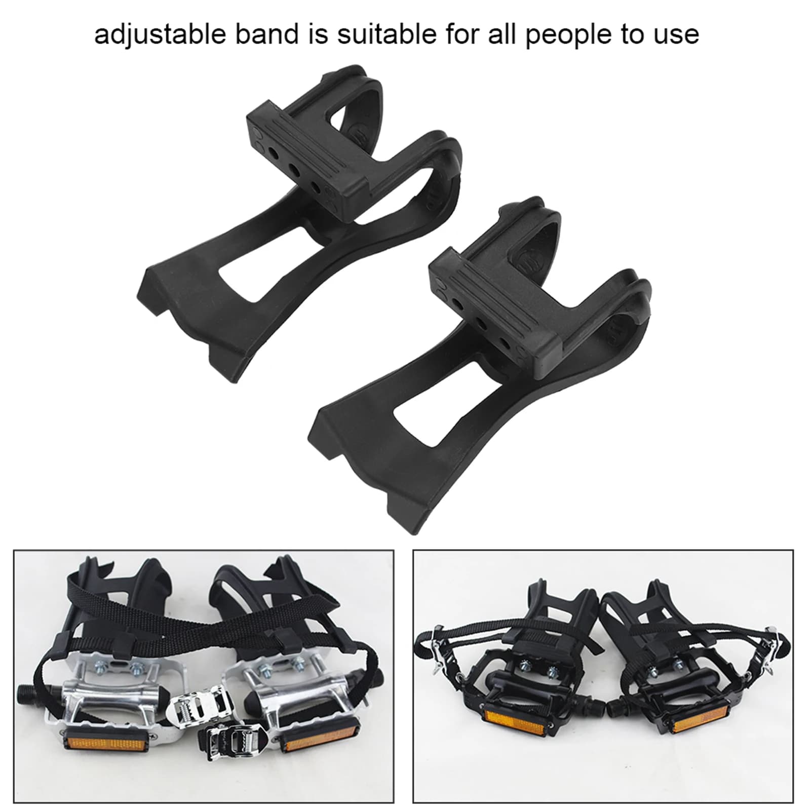 Bike Pedal Belt Plastic Black Adjustable Bike Pedals Straps Anti slip Toe Clip Belt Accessory Bike Pedal Fixed Straps