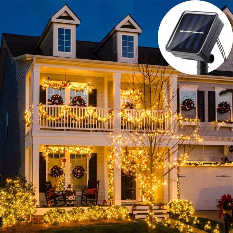 Luci Solari a Cascata LED 5/7/12/22m, Ghirlanda Luminosa per Matrimoni, Luci Fatate per Esterni, Patio, Feste, Decorazioni per Casa e Giardino